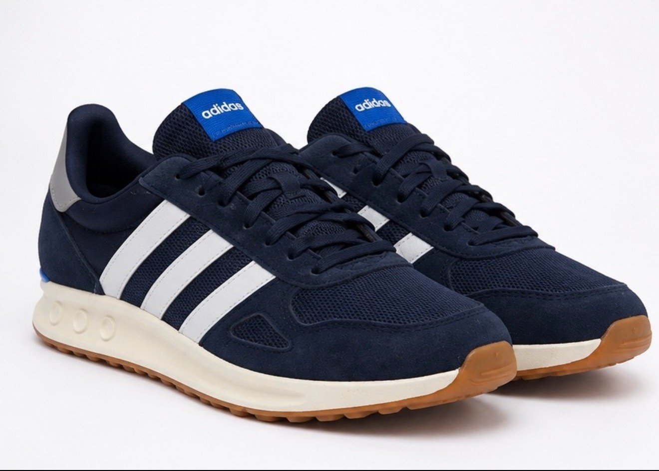 Adidas Navy Blue & White 3-Stripes Gum Sole Sneakers Size 12 US