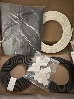 Magnetic Window Screen Kit Adjustable DIY Mesh White Frame Cut to Size  NEW