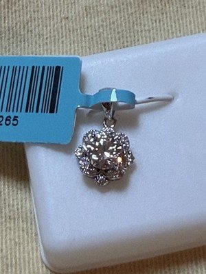 925 Sterling Silver Moissanite Halo Pendant 0.98 CTW D Color VVS Pass Tester