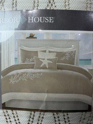 Harbor House Coastline 5 Pc Full Queen 100% Cotton Jacquard Duvet Set New