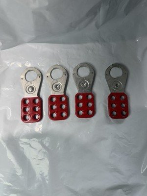 Master Lock Safety Lockout Hasp Red Steel 6 Hole Padlock Hasp Lot of 4 Used