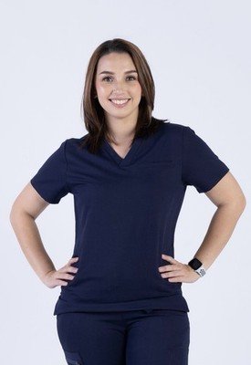Healing Hands 2321 Jada Top Navy Medium M One Pocket V-Neck Scrub Top NWT