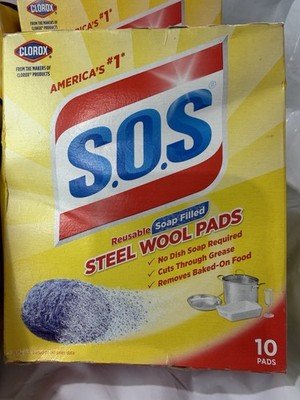 SOS Steel Wool Soap Filled Pads 4 Pack 10 Pads Each 40 Total Clorox Scrubbing
