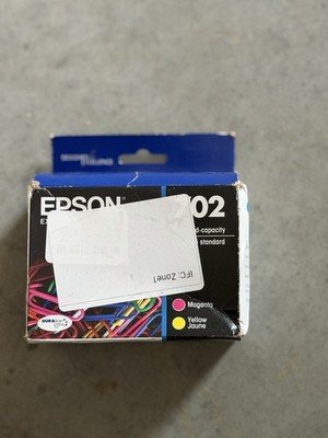 Genuine Epson 702 Cyan Magenta Yellow Ink Cartridges 3-Pack NEW Damaged Box