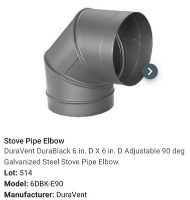 M&G Duravent 6DBK-E90 6" DuraBlack 90 Degree Chimney Pipe Elbow