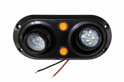 dual LED off-road light pod WITH integrated switches in the housing.