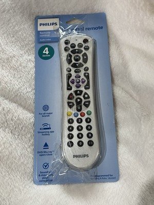 Philips 4-Device Universal Remote Control Pearl White For DVD Players, TVs