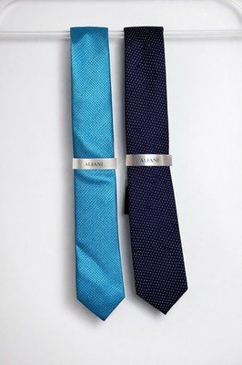 Alfani Mens Tie Lot 2 Silk Navy Dot & Blue Textured Classic Neckties $55 Retail