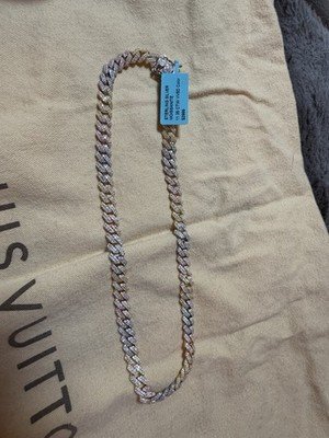 ￼ 18” 925 Sterling Silver Moissanite Curb Chain Necklace 11.35 CTW ￼