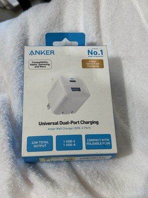 Anker 32W Dual Port Wall Charger USB-C USB-A Fast Charging Adapter Open Box