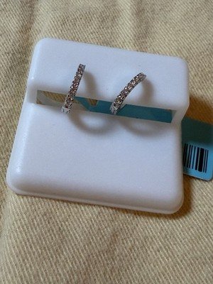 Sterling Silver Moissanite Hoop Earrings 0.16 CTW VVS/D Color Pavé Huggie Style