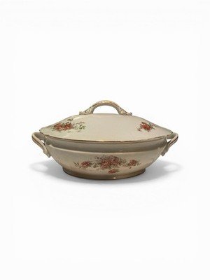 Vintage E.B.P. Co Warranted Covered Vegetable Dish Floral Porcelain Tureen w Lid