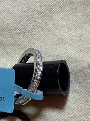 925 Sterling Silver Moissanite Eternity Band Ring Size 7 0.76 CTW D Color VVS