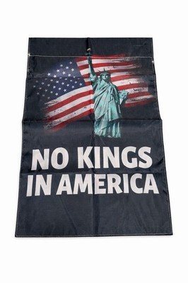 No Kings In America Flag Statue of Liberty USA Banner Patriotic Wall Decor 12x18