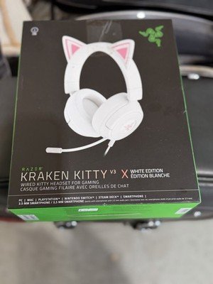 Razer Kraken Kitty V3 X White Edition Wired Gaming Headset 3.5mm Jack Boom Mic