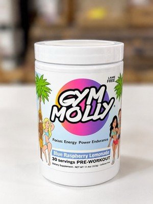 Gym Molly Blue Raspberry Lemonade Pre-Workout 30 Servings Caffeine Free 11.4oz