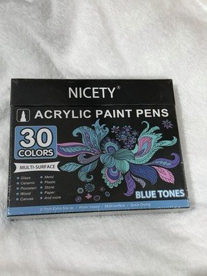 NICETY Acrylic Paint Pens 30 Colors Blue Tones Extra Fine 0.7mm New Sealed