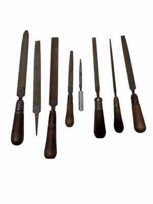 Vintage Nicholson USA Hand File LotBastard & Smooth Wood Handle Machinist Tools