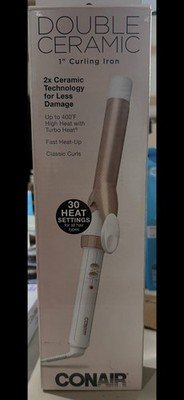 Conair Double Ceramic 1” Curling Iron 30 Heat Settings New Open Box