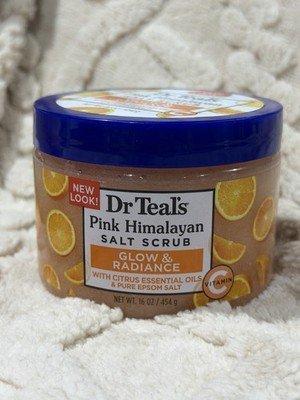 Dr Teal's Pink Himalayan Glow & Radiance Salt Scrub, Citrus essential oil, 16 oz