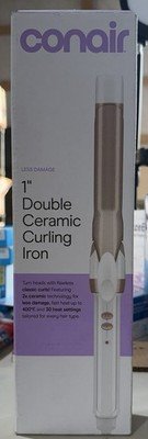 Conair Double Ceramic Curling Iron 1" Barrel White/Rose Gold 30 Heat 400°F