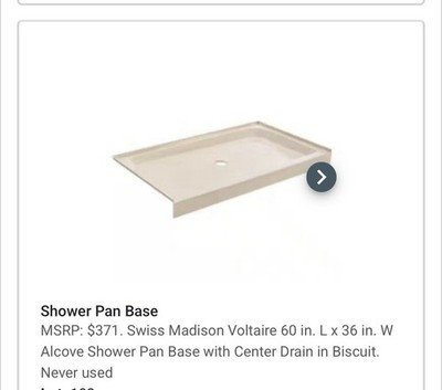 Swiss Madison 60x36 Shower Base Pan – New – DAMAGED CORNER