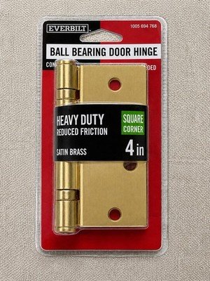 Everbilt Ball Bearing Hinge Square Radius Satin Brass Finish 4-1/2" Single Unit