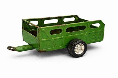 Vintage Mini Cooper Lockford Pressed Steel Trailer Wagon Green Metal Toy